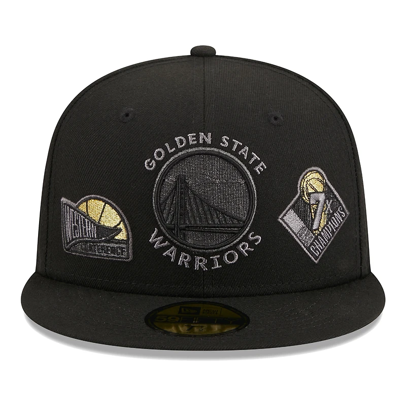 Casquette ajustée 59FIFTY noire Golden State Warriors New Era pour homme