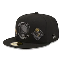Casquette ajustée 59FIFTY noire Golden State Warriors New Era pour homme