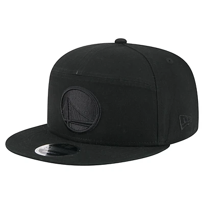 Men's New Era Black Golden State Warriors Adventure Canvas Split Panel 9FIFTY Snapback Hat