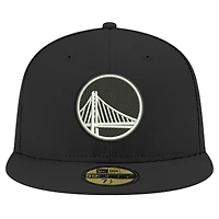 Casquette ajustée 59FIFTY noire et blanche des Golden State Warriors New Era pour hommes