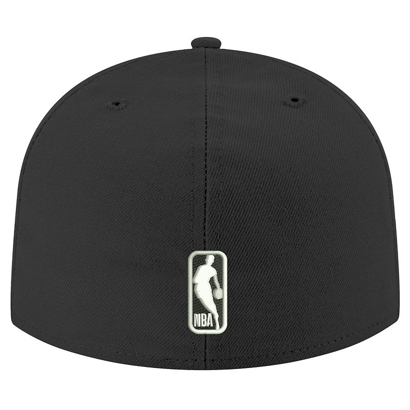 Casquette ajustée 59FIFTY noire et blanche des Golden State Warriors New Era pour hommes