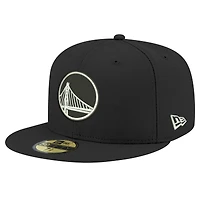 Casquette ajustée 59FIFTY noire et blanche des Golden State Warriors New Era pour hommes