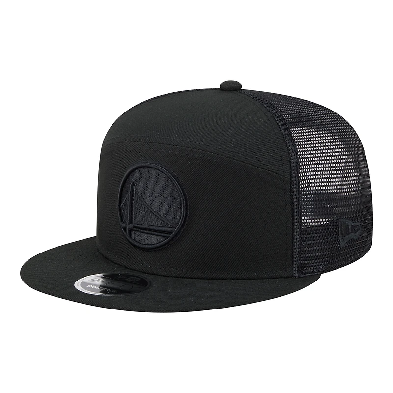 Men's New Era Black Golden State Warriors Block Split Panel 9FIFTY Snapback Hat