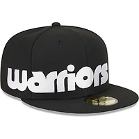 Men's New Era Black Golden State Warriors Checkerboard UV 59FIFTY Fitted Hat