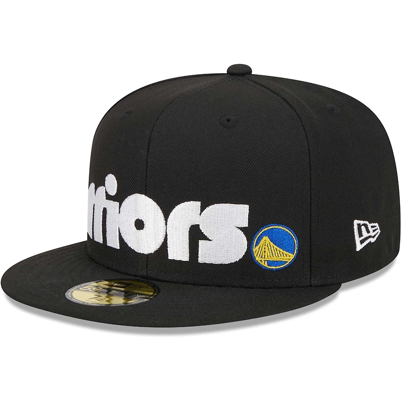 Men's New Era Black Golden State Warriors Checkerboard UV 59FIFTY Fitted Hat