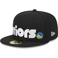 Men's New Era Black Golden State Warriors Checkerboard UV 59FIFTY Fitted Hat