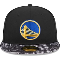 Men's New Era Black Golden State Warriors Coral Reef Visor 59FIFTY Fitted Hat