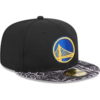 Casquette ajustée 59FIFTY à visière corail Golden State Warriors New Era noire pour homme