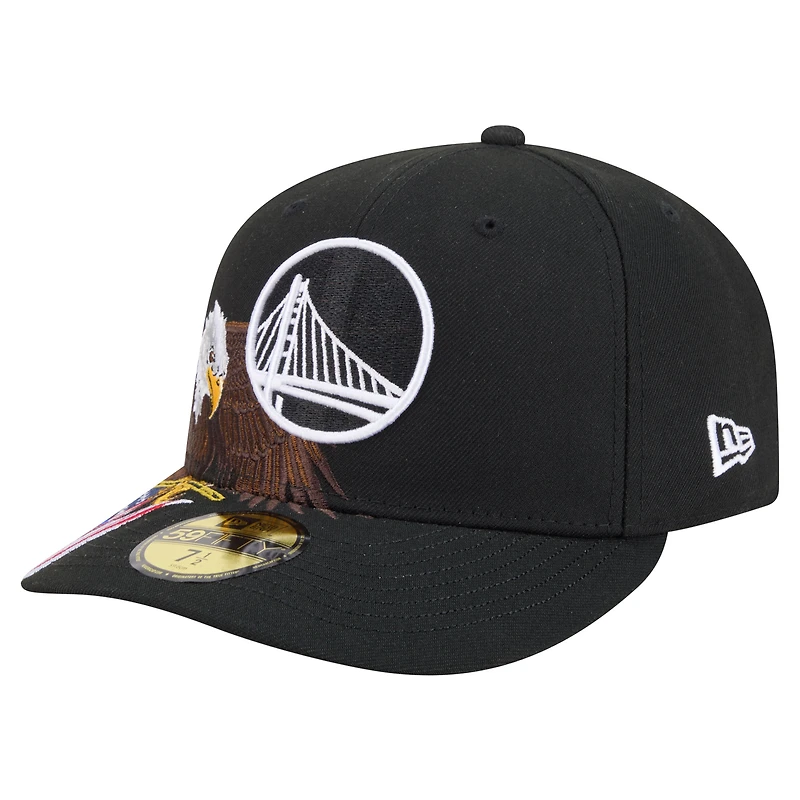 Men's New Era Black Golden State Warriors Freedom Pre-Curved 59FIFTY Fitted Hat