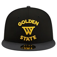 Casquette Snapback 9FIFTY noire New Era pour homme avec logo en jersey des Golden State Warriors