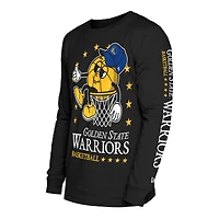 Men's New Era Black Golden State Warriors Old School Sport Long Sleeve T-Shirt