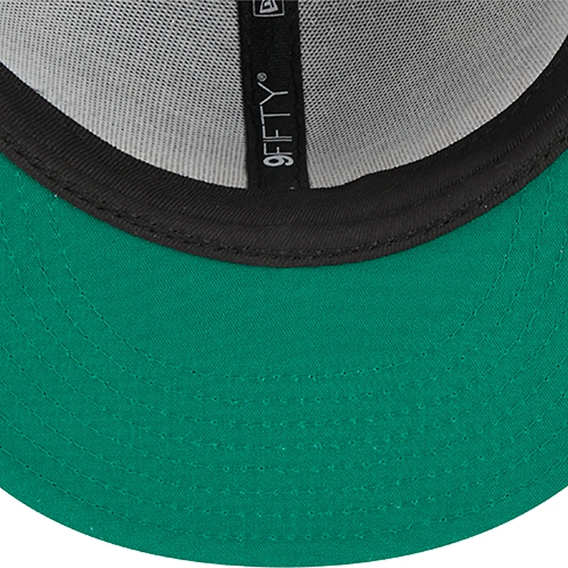 Men's New Era Black Golden State Warriors Post-Up Pin Mesh 9FIFTY Snapback Hat