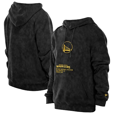 Sweat à capuche noir délavé minéral New Era Golden State Warriors Sport Night pour homme