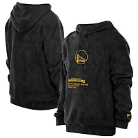 Sweat à capuche noir délavé minéral New Era Golden State Warriors Sport Night pour homme