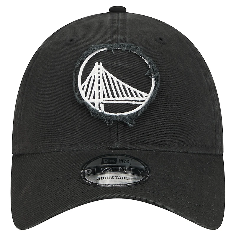 Casquette ajustable 9TWENTY noire New Era pour homme avec appliqué en tissu Golden State Warriors