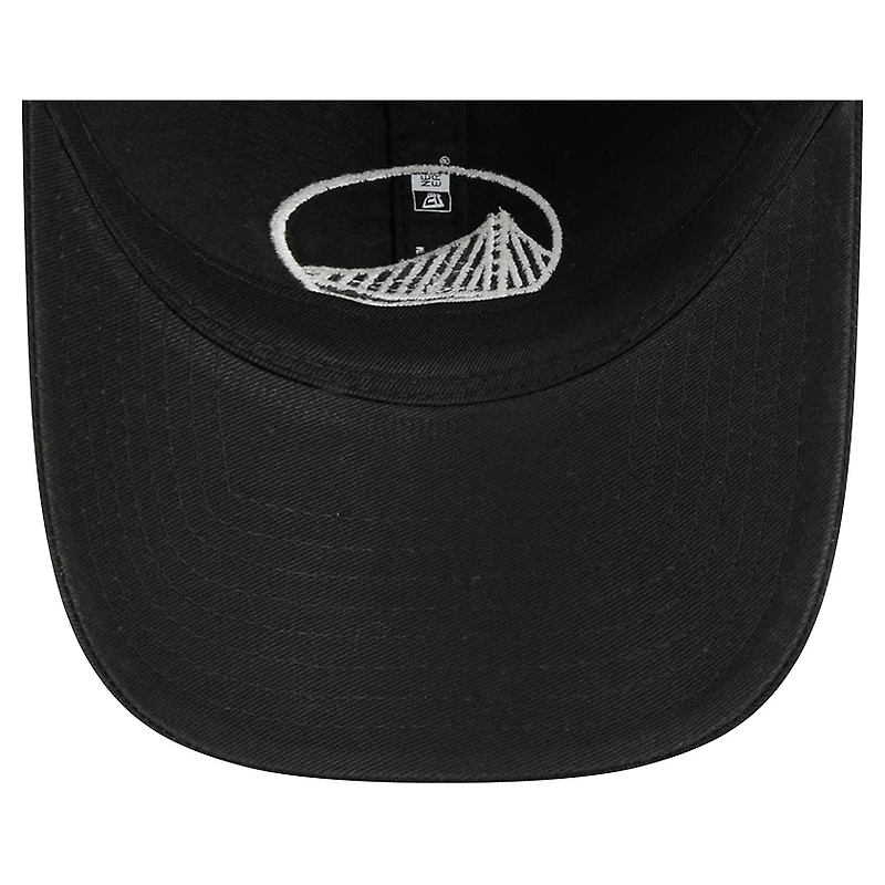 Casquette ajustable 9TWENTY noire New Era pour homme avec appliqué en tissu Golden State Warriors