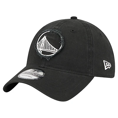 Casquette ajustable 9TWENTY noire New Era pour homme avec appliqué en tissu Golden State Warriors