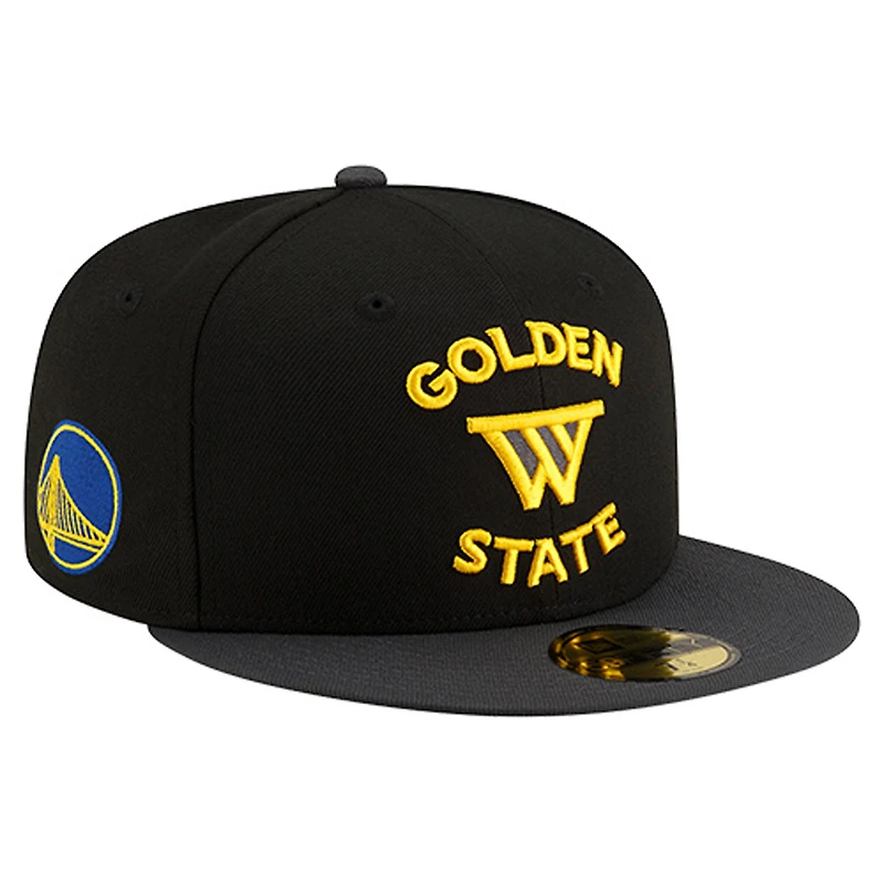 Casquette ajustée New Era noire Golden State Warriors Statement Edition Jersey Hook 59Fifty pour homme