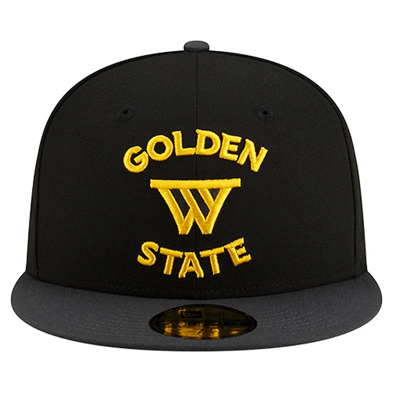 Men's New Era Black Golden State Warriors Statement Edition Jersey Hook 59Fifty Fitted Hat