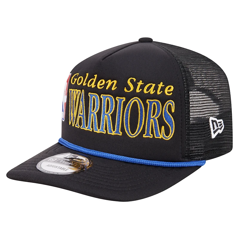 Men's New Era  Black Golden State Warriors Team Logo Foam Front 19TWENTY A-Frame Trucker Adjustable Hat
