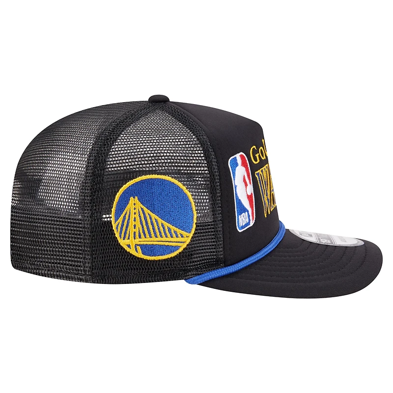 Men's New Era  Black Golden State Warriors Team Logo Foam Front 19TWENTY A-Frame Trucker Adjustable Hat