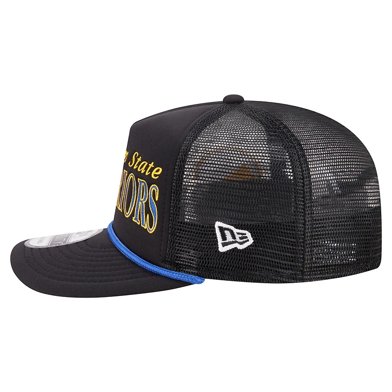 Men's New Era  Black Golden State Warriors Team Logo Foam Front 19TWENTY A-Frame Trucker Adjustable Hat
