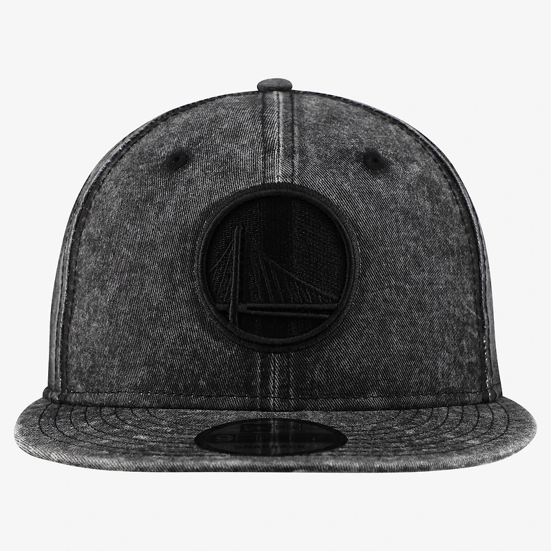 Men's New Era Black Golden State Warriors Washed Tonal 9FIFTY Snapback Hat