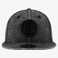 Men's New Era  Black Golden State Warriors Washed Tonal 9FIFTY Snapback Hat