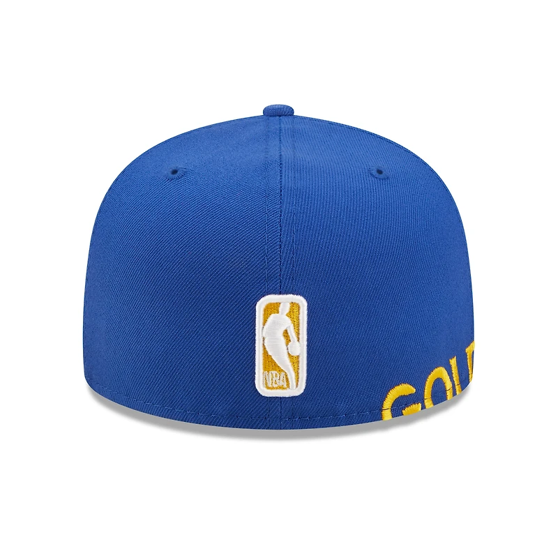 Men's New Era Blue Golden State Warriors Side Split 59FIFTY - Fitted Hat