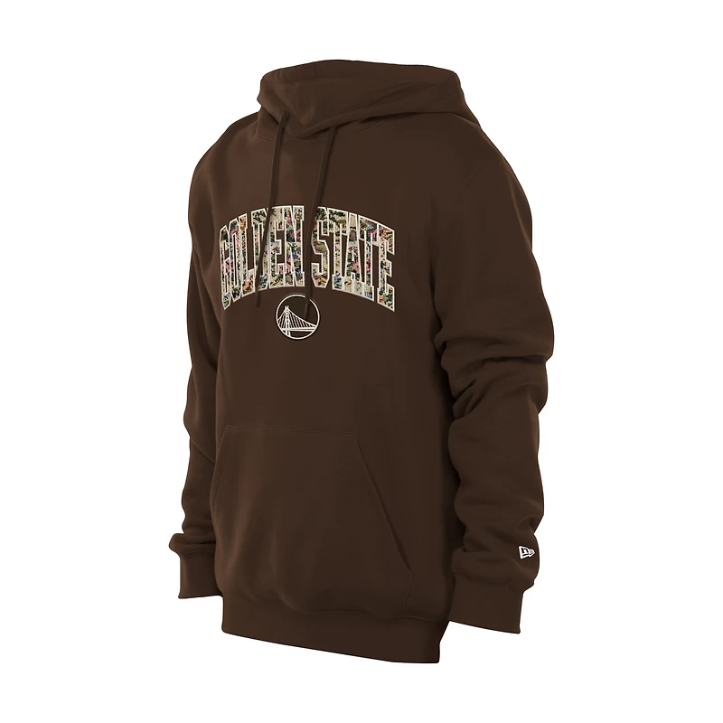 Men's New Era  Brown Golden State Warriors Injection Pullover Hoodie