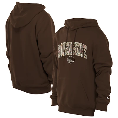 Men's New Era Brown Golden State Warriors Injection Pullover Hoodie
