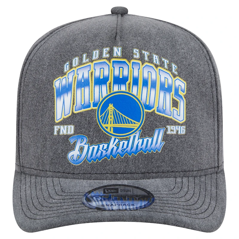 Casquette snapback pré-courbée 9FIFTY des Golden State Warriors de New Era pour homme, couleur anthracite