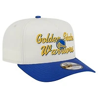 Men's New Era Cream/Royal Golden State Warriors Chainstitch 9FIFTY A-Frame Snapback Hat
