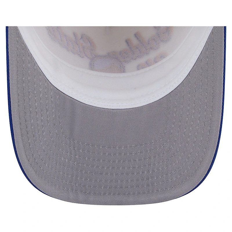 Men's New Era Cream/Royal Golden State Warriors Chainstitch 9FIFTY A-Frame Snapback Hat