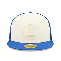 Men's New Era Cream/Royal Golden State Warriors Cork Two-Tone 59FIFTY - Fitted Hat
