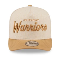 Men's New Era  Cream Golden State Warriors Herringbone 9FIFTY A-Frame Snapback Hat