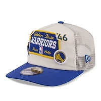 Men's New Era Cream Golden State Warriors Layered Patch 19TWENTY Adjustable Hat