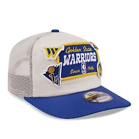 Men's New Era Cream Golden State Warriors Layered Patch 19TWENTY Adjustable Hat