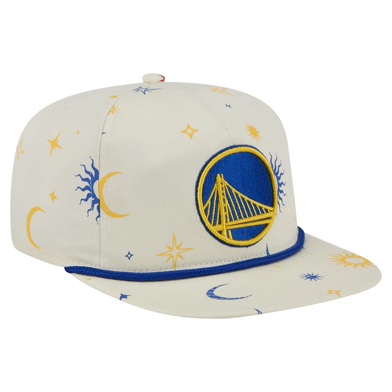 Men's New Era Cream Golden State Warriors Lunar Golfer Snapback Hat