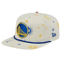 Casquette Snapback Lunar Golfer Golden State Warriors de New Era pour homme, couleur crème