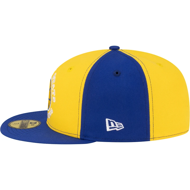 Men's New Era Gold/Royal Golden State Warriors 80s Throwback Pinwheel 59FIFTY Fitted Hat