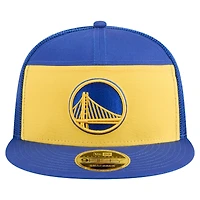 Men's New Era  Gold/Royal Golden State Warriors Outdoor Split Panel 9FIFTY Snapback Hat