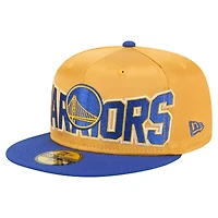 Men's New Era Gold/Royal Golden State Warriors Satin Two-Tone 59FIFTY Fitted Hat