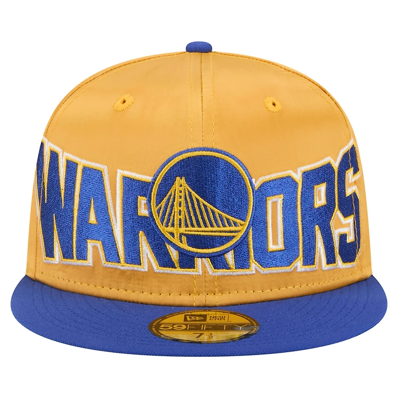Men's New Era Gold/Royal Golden State Warriors Satin Two-Tone 59FIFTY Fitted Hat