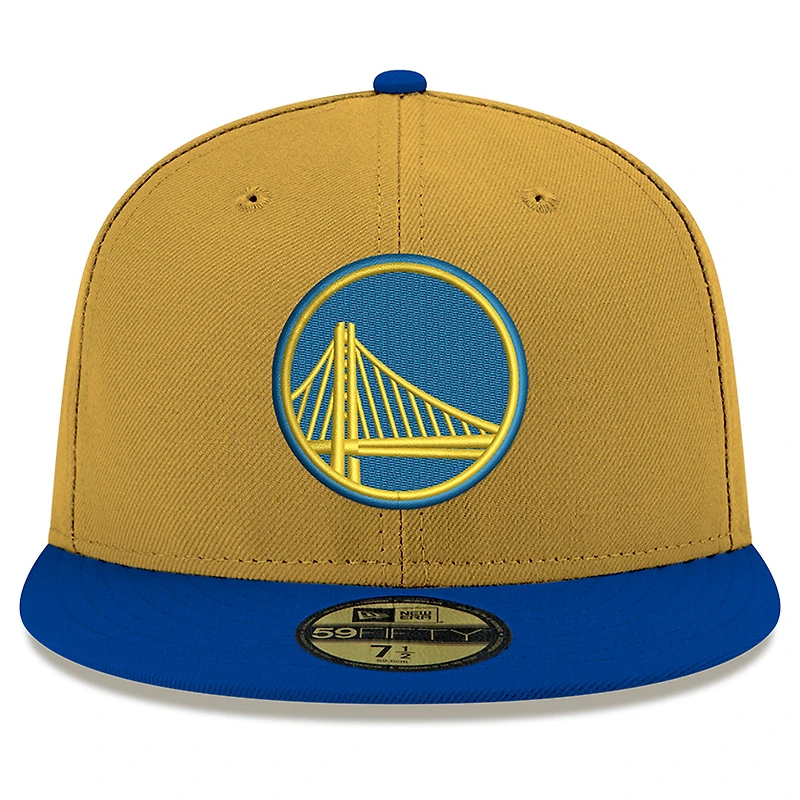 Men's New Era Gold Golden State Warriors Two-Tone 59FIFTY Fitted Hat