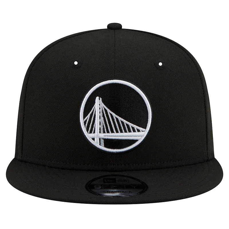 Casquette Snapback 9FIFTY noire et blanche Golden State Warriors New Era pour homme
