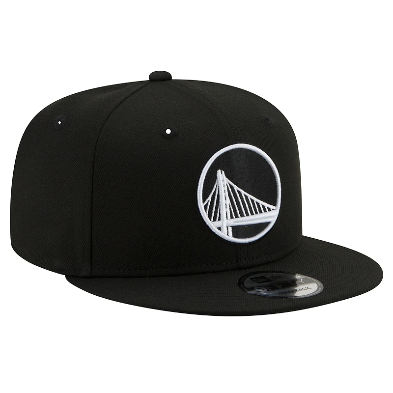 Casquette Snapback 9FIFTY noire et blanche Golden State Warriors New Era pour homme