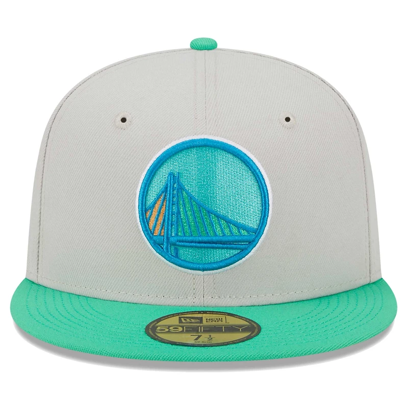 Men's New Era Golden State Warriors Cream and Green 59FIFTY Fitted Hat