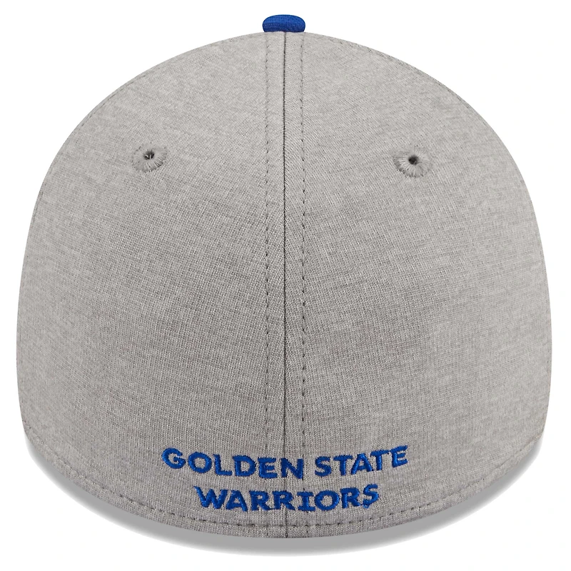 Men's New Era Gray/Royal Golden State Warriors Striped 39THIRTY Flex Hat