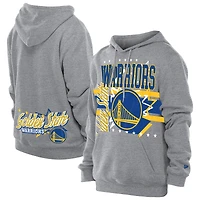 Sweat à capuche en polaire New Era Injection Sport Classics gris chiné pour homme, Golden State Warriors